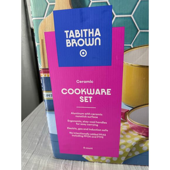 Tabitha Brown 8-piece Ceramic Cookware Aluminum Nonstick Surface Electric Gas - Picture 2 of 5